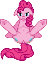 Size: 558x722 | Tagged: safe, artist:zeka10000, pinkie pie, earth pony, pony, g4, balloonbutt, belly, both cutie marks, butt, dock, featureless crotch, female, floppy ears, looking at you, plot, simple background, sitting, solo, transparent background, vector