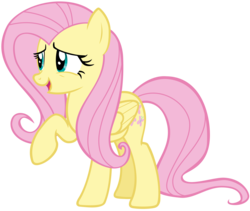 Size: 6729x5692 | Tagged: safe, artist:andoanimalia, fluttershy, pegasus, pony, g4, the hooffields and mccolts, absurd resolution, cute, female, mare, open mouth, raised hoof, simple background, solo, transparent background, vector