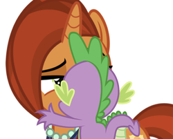 Size: 628x506 | Tagged: safe, edit, editor:undeadponysoldier, spike, stellar flare, dragon, pony, unicorn, g4, bedroom eyes, crack shipping, female, interspecies, jewelry, kiss on the lips, kissing, male, mare, necklace, pearl necklace, ship:stellarspike, shipping, stellar milf, straight