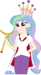 Size: 663x1209 | Tagged: safe, artist:anime-equestria, princess celestia, principal celestia, human, equestria girls, g4, banana, bananalestia, cane, cape, clothes, collar, crown, exploitable meme, female, food, human coloration, jewelry, lipstick, meme, regalia, scepter, shiny, shirt, simple background, smiling, solo, transparent background, twilight scepter, twilight scepter meme, vector