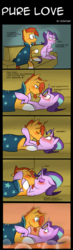 Size: 1000x3420 | Tagged: safe, artist:zouyugi, starlight glimmer, sunburst, pony, unicorn, g4, blushing, comic, couch, dialogue, female, floppy ears, kiss on the lips, kissing, looking at each other, male, mare, ship:starburst, shipping, sitting, stallion, straight, wavy mouth