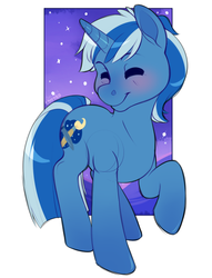 Size: 500x653 | Tagged: safe, artist:brownsugar, oc, oc only, oc:midnight brush, pony, unicorn, cute, cutie mark, hooves, male, simple background, smiling, stallion, stars