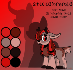 Size: 1920x1818 | Tagged: safe, artist:ressurectednightmare, oc, oc only, oc:steelechromic, deer, pony, height scale, male, reference, sideview, smol, solo