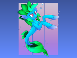 Size: 2000x1500 | Tagged: safe, artist:elastiboy, artist:xrossolaris, oc, oc:land cruiser, earth pony, mermaid, pony, sea pony, seapony (g4), blushing, bubble, dorsal fin, female, fins, fish tail, flowing tail, green mane, mermaidized, mermay, mermay2019, open mouth, pink eyes, seaquestria, shocked, shocked expression, solo, species swap, tail, transformation, underwater, water