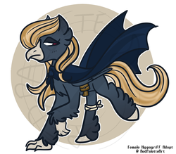 Size: 1078x946 | Tagged: safe, artist:redpalette, oc, hippogriff, adoptable, cape, clothes, edgy, female, original