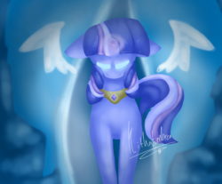 Size: 966x800 | Tagged: safe, artist:penpale-heart, twilight sparkle, pony, unicorn, g4, female, floating wings, glowing eyes, glowing horn, horn, looking down, mare, peytral, solo, unicorn twilight, wings