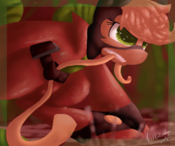 Size: 955x800 | Tagged: safe, artist:penpale-heart, applejack, mistress marevelous, earth pony, pony, g4, eye reflection, female, gritted teeth, mare, mouth hold, power ponies, reflection, rope, sidemouth