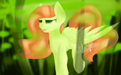 Size: 1280x800 | Tagged: safe, artist:penpale-heart, fluttershy, pegasus, pony, g4, female, forest, lidded eyes, mare, open mouth, solo