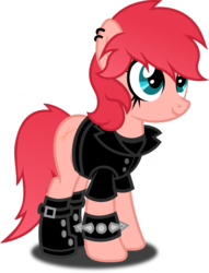 Size: 1280x1675 | Tagged: safe, artist:buckeyescozycafe, oc, oc only, oc:kelynn, earth pony, pony, clothes, female, jacket, leather jacket, mare, simple background, solo, spiked wristband, transparent background, wristband