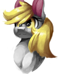 Size: 450x575 | Tagged: safe, artist:penpale-heart, edit, derpy hooves, pony, g4, bust, cropped, eye reflection, female, hair over one eye, mare, reflection, simple background, solo, white background