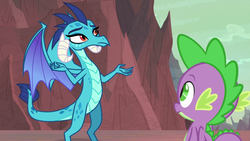 Size: 1920x1080 | Tagged: safe, screencap, princess ember, spike, dragon, g4, sweet and smoky, winged spike, wings