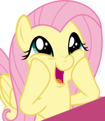 Size: 3512x4042 | Tagged: safe, artist:sketchmcreations, fluttershy, pegasus, pony, g4, sweet and smoky, cute, daaaaaaaaaaaw, dashface, eye shimmer, female, happy, hnnng, mare, open mouth, shyabetes, simple background, smiling, solo, transparent background, vector, weapons-grade cute