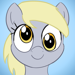 Size: 800x800 | Tagged: safe, artist:comfyplum, derpy hooves, pegasus, pony, g4, bust, female, gradient background, icon, mare, smiling, solo