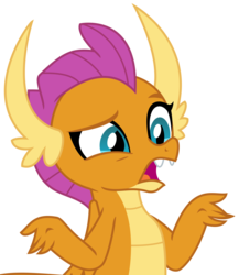 Size: 2981x3438 | Tagged: safe, artist:sketchmcreations, smolder, dragon, g4, sweet and smoky, claws, dragoness, fangs, female, folded wings, high res, horns, open mouth, raised eyebrow, shrug, simple background, slit pupils, solo, transparent background, vector, wings