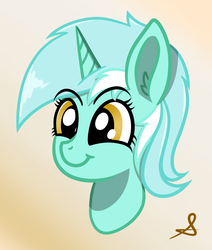 Size: 3373x3974 | Tagged: safe, artist:sponeoupartan, lyra heartstrings, pony, unicorn, g4, bust, female, high res, simple background, smiling, solo