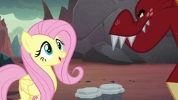 Size: 1920x1080 | Tagged: safe, screencap, fluttershy, garble, dragon, pony, g4, sweet and smoky