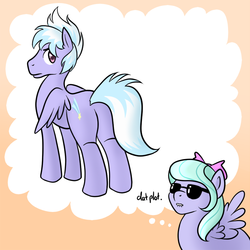 Size: 750x750 | Tagged: safe, artist:marikaefer, cloudchaser, flitter, pegasus, pony, ask flitter and cloudchaser, g4, butt, dat ass, duo, lip bite, male, meme, plot, rule 63, stallion, storm walker, sunglasses