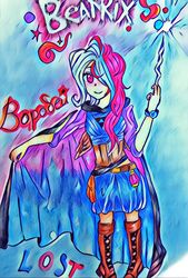 Size: 975x1440 | Tagged: safe, artist:starwantrix, trixie, human, g4, cape, clothes, female, humanized, magic wand, solo, traditional art