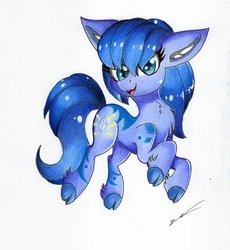 Size: 4489x4873 | Tagged: safe, artist:luxiwind, oc, oc only, oc:azure dust, earth pony, pony, absurd resolution, female, mare, solo, traditional art