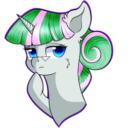 Size: 894x894 | Tagged: safe, artist:rainbowtashie, oc, oc:glossy granite, pony, unicorn, commissioner:bigonionbean, female, fusion, fusion:cloudy quartz, fusion:twilight velvet, glasses, hair bun, mare