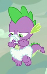 Size: 470x728 | Tagged: safe, screencap, spike, dragon, g4, sweet and smoky, abdl, baby, baby dragon, cloud, cloud diaper, cloud pacifier, cropped, cute, diaper, implied diaper, out of context, pacifier