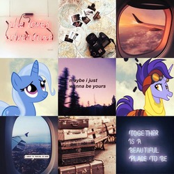 Size: 1080x1080 | Tagged: safe, editor:moodboards-are-magic, hoo'far, trixie, pony, g4, collage, female, male, moodboard, plane, shipping, straight, trixfar