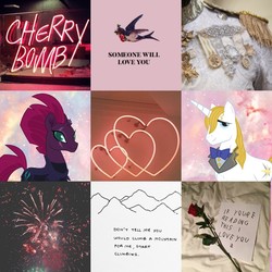 Size: 1080x1080 | Tagged: safe, editor:moodboards-are-magic, fizzlepop berrytwist, prince blueblood, tempest shadow, pony, g4, berryblood, collage, female, male, moodboard, pretty pretty tempest, shipping, straight