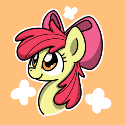 Size: 2048x2048 | Tagged: safe, artist:sugar morning, apple bloom, earth pony, pony, g4, bust, cute, female, high res, mare, portrait, ribbon, simple background, solo