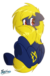 Size: 3000x4500 | Tagged: safe, artist:fluffyxai, oc, oc only, oc:naveen numbers, pegasus, pony, 47, apprehensive, blushing, female, hiding face, hug, mare, on back, shy, simple background, solo, tail hug, underhoof, white background, wings
