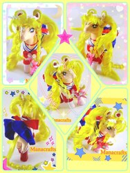 Size: 720x960 | Tagged: safe, artist:lightningsilver-mana, earth pony, human, pony, anime, anime style, character, crossover, customized toy, doll, female, irl, leather, paint, painting, photo, sailor moon (series), sewing, solo, toy