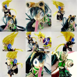 Size: 960x960 | Tagged: safe, artist:lightningsilver-mana, earth pony, pony, all might, anime, character, crossover, customized toy, doll, froppy, irl, leather, my hero academia, paint, painting, photo, present mike, sewing, textiles, toy, tsuyu asui
