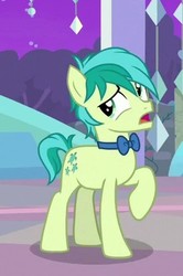 Size: 274x412 | Tagged: safe, screencap, sandbar, earth pony, pony, g4, she's all yak, bowtie, cropped, hooves, male, raised hoof, solo