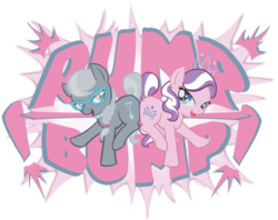 Size: 1068x847 | Tagged: safe, artist:dawnallies, diamond tiara, silver spoon, earth pony, pony, g4, bump bump sugar lump rump, butt bump, butt to butt, butt touch, cute, diamondbetes, duo, duo female, female, filly, glasses, photoshop, silverbetes, simple background, smiling, transparent background
