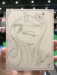 Size: 1536x2048 | Tagged: safe, artist:andy price, princess cadance, alicorn, pony, g4, crown, female, heart, jewelry, kissy face, mare, one eye closed, regalia, solo, traditional art, wink