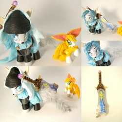 Size: 1080x1080 | Tagged: safe, artist:lightningsilver-mana, bat pony, fox, hybrid, pony, g4, craft, crossover, customized toy, doll, dust, dust: an elysian tail, fandom, furry, irl, leather, paint, painting, photo, sewing, toy, video game, video game crossover
