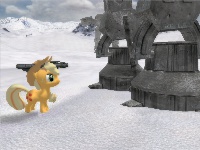 Size: 200x150 | Tagged: safe, applejack, earth pony, pony, g4, 3d, at-at, hoth, mod, star wars: battlefront ii