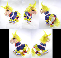 Size: 1024x974 | Tagged: safe, artist:lightningsilver-mana, earth pony, pony, all might, anime, anime style, craft, doll, generic pony, hand made, husbando, leather, male, my hero academia, paint, painting, photo, ribbon, solo, textiles, toy