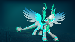 Size: 3840x2160 | Tagged: safe, artist:phoenixtm, oc, oc:archie cloud, alicorn, hybrid, pony, robot, robot pony, 3d, 4k, alicorn oc, high res, looking at you, robot dracony, source filmmaker, spread wings, wings