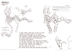 Size: 3840x2718 | Tagged: safe, artist:icychamber, earth pony, pony, robot, robot pony, diagram, high res, monochrome, sketch, solo, text
