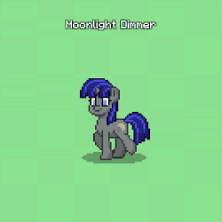 Size: 994x994 | Tagged: safe, oc, oc only, oc:moonlight dimmer, pony, unicorn, pony town, animated, gif, green background, pixel art, recolor, simple background, solo, walking