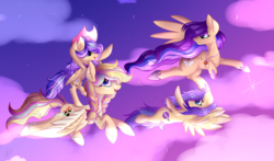 Size: 5254x3092 | Tagged: safe, artist:xxmelody-scribblexx, oc, oc only, oc:melody scribble, pegasus, pony, female, filly, flying, hat, mare, night