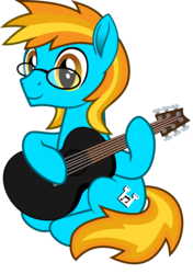 Size: 1681x2387 | Tagged: safe, artist:sonofaskywalker, oc, oc only, oc:4everfreebrony, earth pony, pony, acoustic guitar, glasses, male, musical instrument, simple background, sitting, smiling, solo, transparent background
