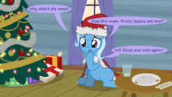 Size: 1280x720 | Tagged: safe, artist:evil-dec0y, trixie, pony, comic:trixie vs., comic:trixie vs. hearth's warming, g4, christmas, christmas tree, holiday, tree