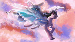 Size: 3840x2160 | Tagged: safe, artist:orfartina, oc, oc only, alicorn, pony, alicorn oc, female, flying, high res, mare, smiling, solo