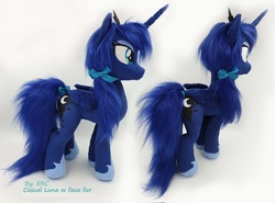 Size: 4528x3352 | Tagged: safe, artist:epicrainbowcrafts, princess luna, pony, g4, alternate hairstyle, bow, hair bow, irl, photo, plushie, solo, tail bow
