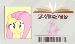 Size: 2600x1538 | Tagged: safe, artist:phucknuckl, fluttershy, pony, g4, the point of no return, :i, inkscape, library card, simple background, transparent background, vector