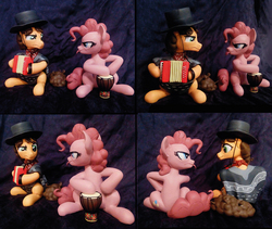 Size: 975x822 | Tagged: safe, artist:vita96, cheese sandwich, pinkie pie, earth pony, pony, g4, pinkie pride, accordion, bandana, bongos, clint eastwood, clothes, craft, daily deviation, female, frown, hat, hoof hold, irl, male, mare, musical instrument, photo, poncho, sculpture, serape, sitting, stallion, the man with no name, tongue out, weird al yankovic