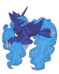 Size: 2552x3211 | Tagged: safe, artist:inspiredpixels, princess luna, alicorn, pony, g4, female, high res, simple background, solo, traditional art, white background