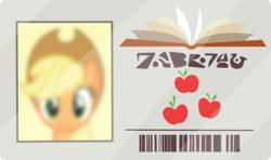 Size: 2600x1538 | Tagged: safe, artist:phucknuckl, applejack, earth pony, pony, g4, background pony, background pony applejack, blurry, female, inkscape, library card, mare, vector