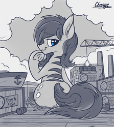 Size: 1000x1120 | Tagged: safe, artist:change, oc, oc only, pony, butt, looking at you, looking back, looking back at you, macro, plot, port, sitting, solo